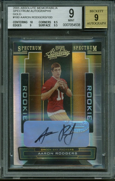 Aaron Rodgers Signed 2005 Absolute Memorabilia Rookie Card BGS Graded MINT 9!