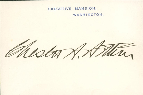 Chester A. Arthur Near-Mint Signed White House Card (Beckett/BAS)