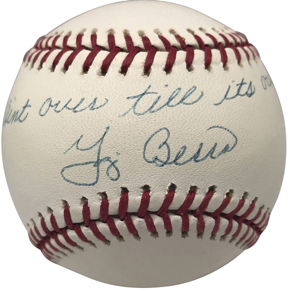 Yogi Berra Near-Mint Signed OAL Baseball w/ "It Aint Over Till Its Over" Inscription! (Beckett/BAS)