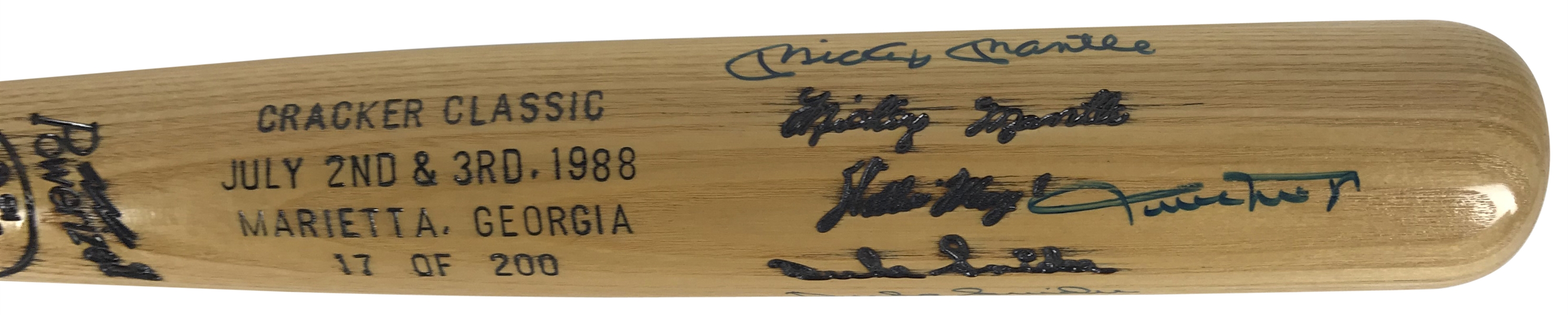 Mickey Mantle, Willie Mays & Duke Snider Near-Mint Signed Baseball Bat (Beckett/BAS)