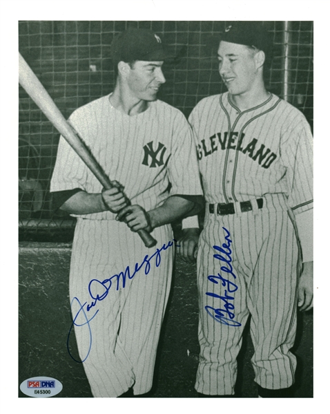Joe DiMaggio & Bob Feller Dual Signed 8" x 10" Photograph (PSA/DNA)