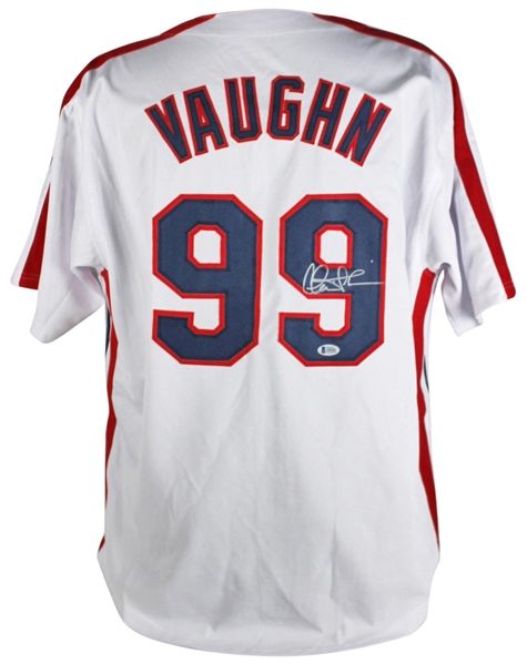 Charlie Sheen Signed Indians "Major League" Style "Vaughn" Majestic Jersey (BAS/Beckett)