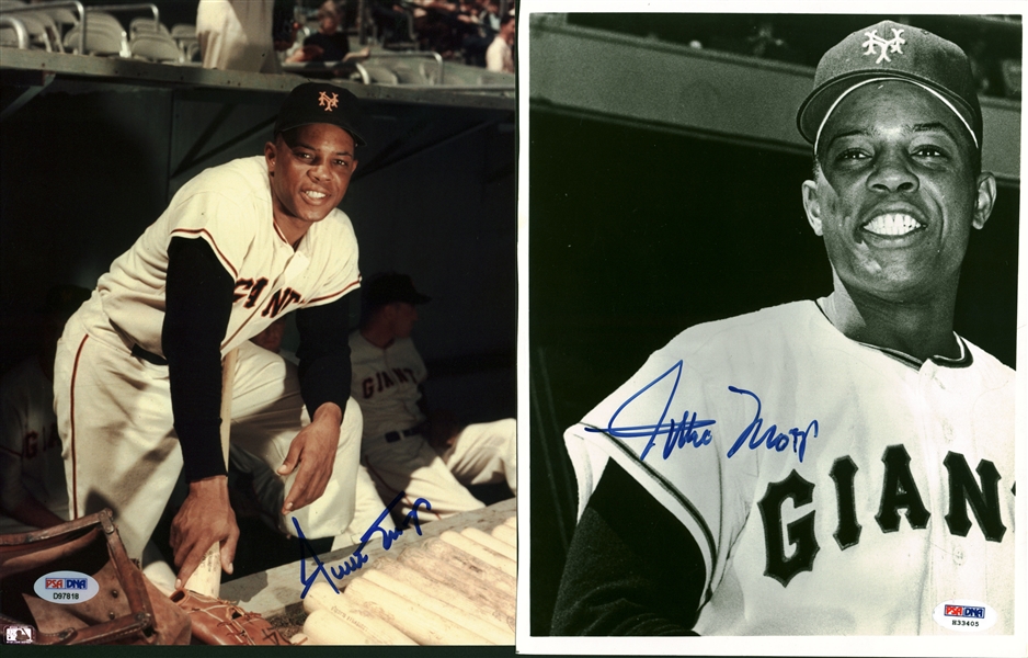 Willie Mays Signed Lot of Two (2) 8" x 10" Photographs (PSA/DNA)