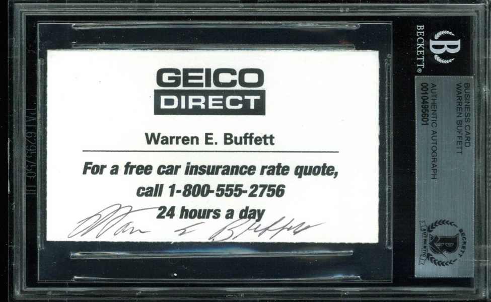 Warren Buffett Rare Signed GEICO Business Card (BAS/Beckett Encapsulated)