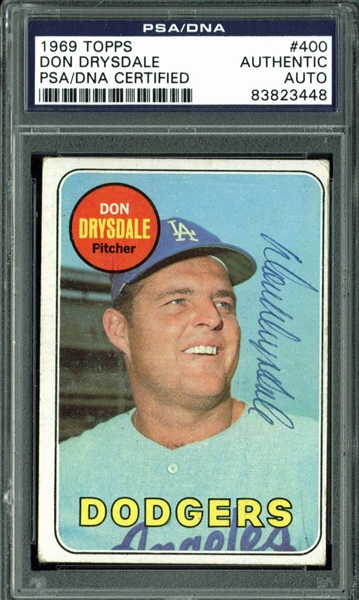 Don Drysdale Signed 1969 Topps #400 Card (PSA/DNA Encapsulated)