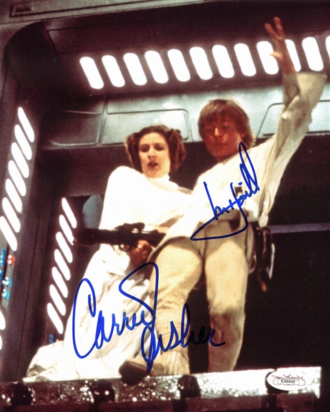 Mark Hamill & Carrie Fisher Dual Signed 8" x 10" Color Photograph (JSA)