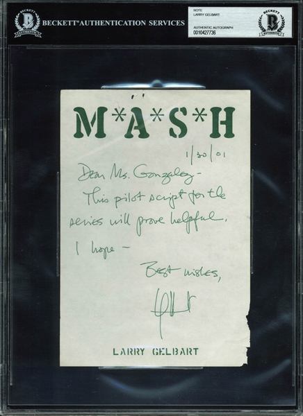 Larry Gelbart Rare Handwritten & Signed Note on M*A*S*H Letterhead! (BAS/Beckett Encapsulated)