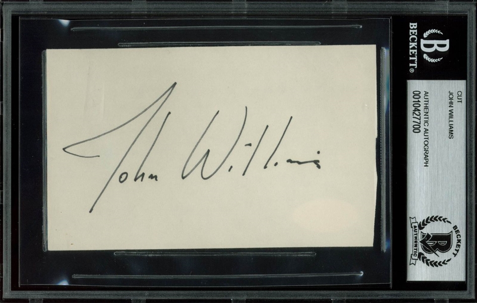 John Williams Signed 3" x 5" Album Page (BAS/Beckett Encapsulated)