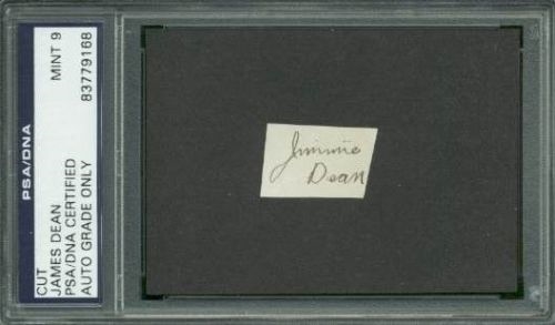 Desirable James Dean Signed .75" x 1" "Jimmie Dean" Cut - PSA/DNA Graded MINT 9!
