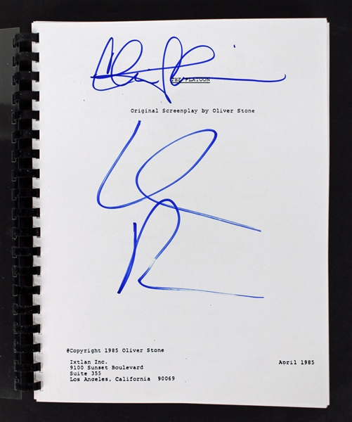 Willem Dafoe & Charlie Sheen Dual-Signed "Platoon" Script (BAS/Beckett)