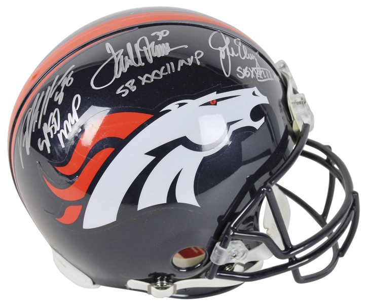 Broncos Super Bowl MVPs Multi-Signed PROLINE Helmet w/ Elway, Davis & Miller (Fanatics)