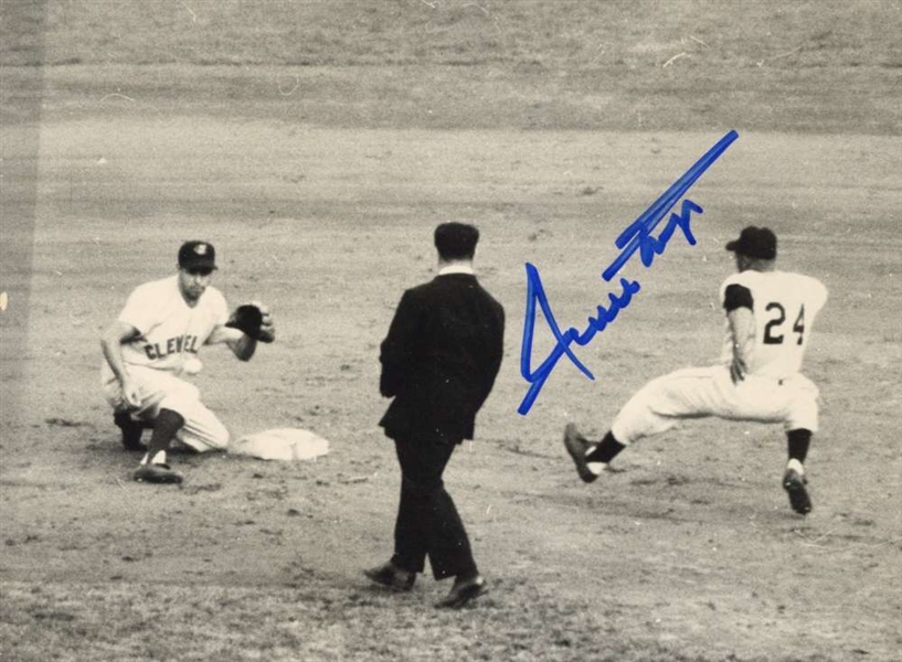 Willie Mays Signed 6" x 8" B&W Original Photograph from 1954 World Series (JSA)