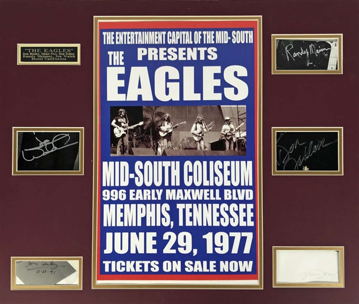 The Eagles Group Autograph Set in Custom Matted Display (5 Signatures)(JSA)