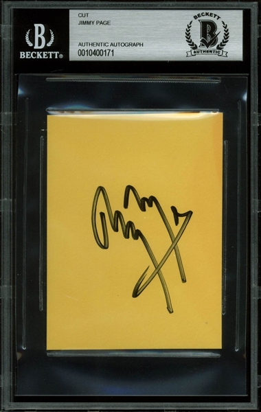 Led Zeppelin: Jimmy Page Signed 3" x 4" Album Page (BAS/Beckett Encapsulated)