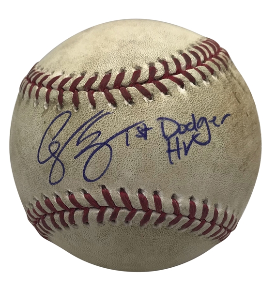Corey Seager Signed "1st Dodger HR" Game Used Sept 18th, 2015 OML Baseball (MLB & JSA)