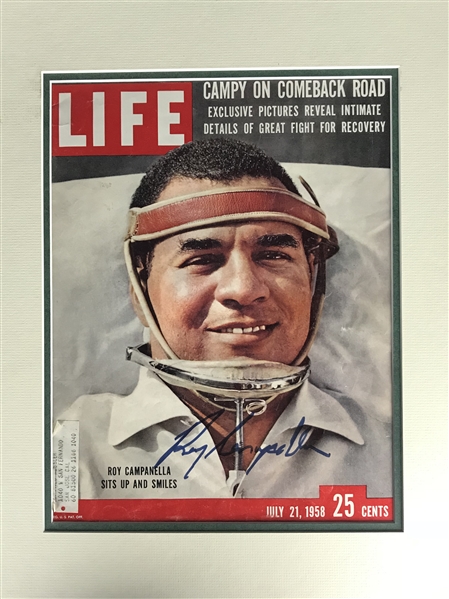 Roy Campanella Signed 1958 Life Magazine Matted Display (Beckett/BAS Guaranteed)