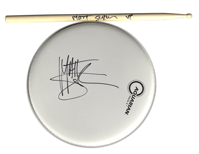The Cult: Matt Sorum Signed Lot of Two (2) Items w/ Drumhead & Stick! (Beckett/BAS Guaranteed)