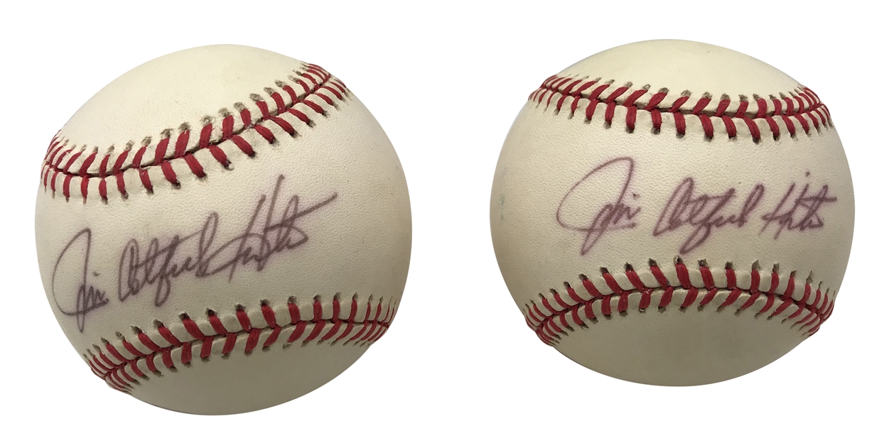 Jim Catfish Hunter Lot of Two (2) Signed OAL Baseballs (Beckett/BAS Guaranteed)