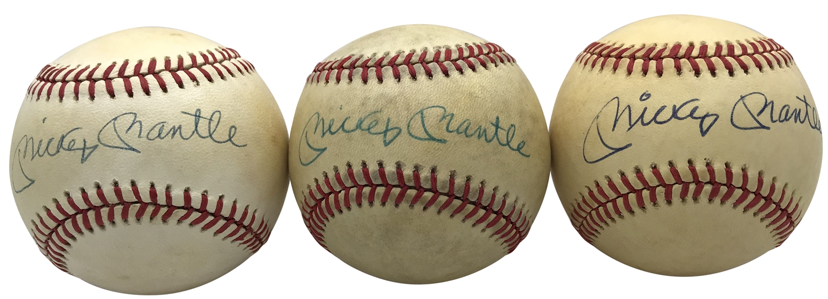 Mickey Mantle Signed OAL Baseball Lot of Three (3) (JSA)