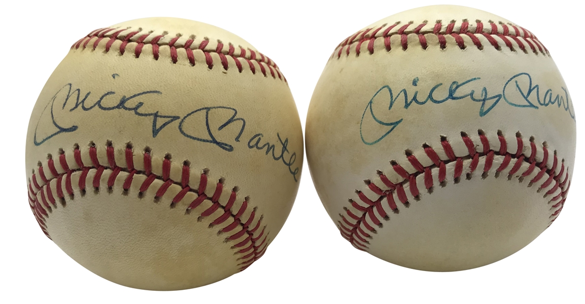 Mickey Mantle Lot of Two (2) Signed OAL Baseballs (PSA/DNA)