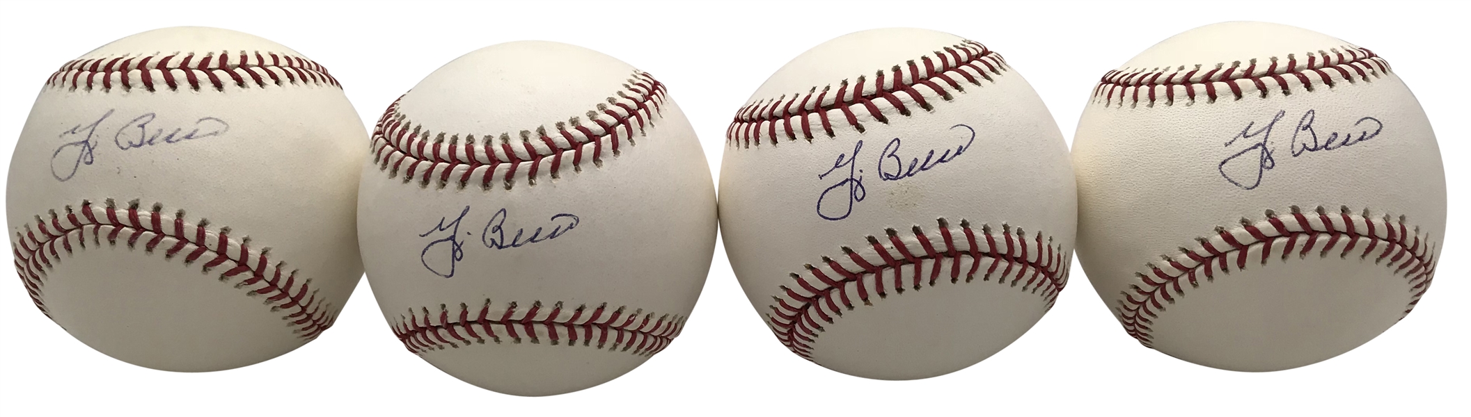 Yogi Berra Lot of Four (4) Signed OML Baseballs (Steiner Sports)