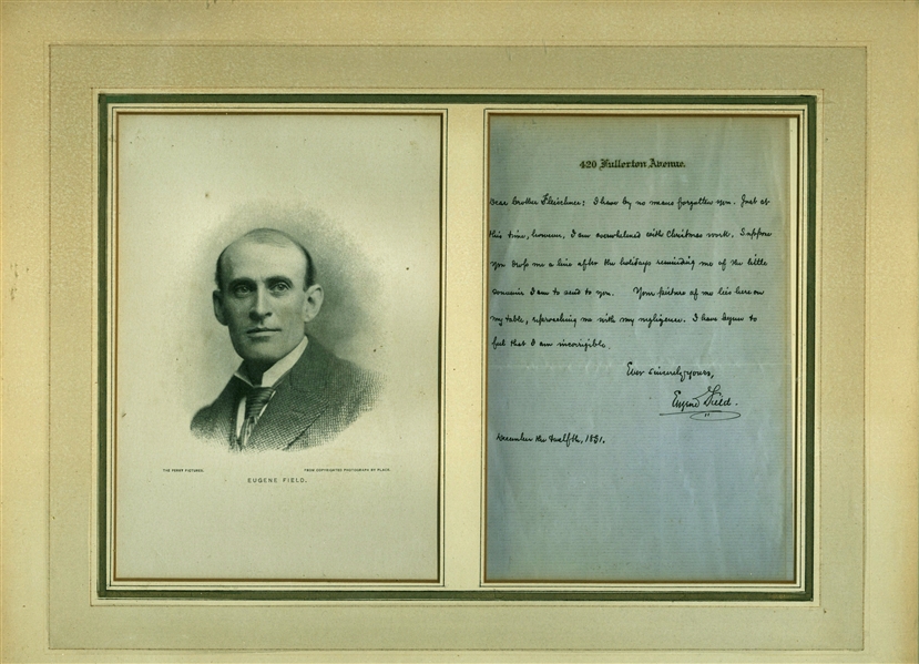 Eugene Field Signed & Hand Written 1891 Letter Display (Beckett/BAS Guaranteed)