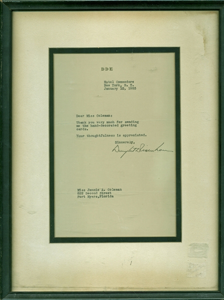 President Dwight D. Eisenhower Signed 1953 Typed Lett (Beckett/BAS Guaranteed)