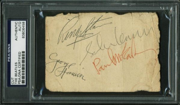 The Beatles: Band Signed 3"  x 4.5" Album Page w/ Paul McCartney, John Lennon, George Harrison & Ringo Starr (PSA/DNA Encapsulated)