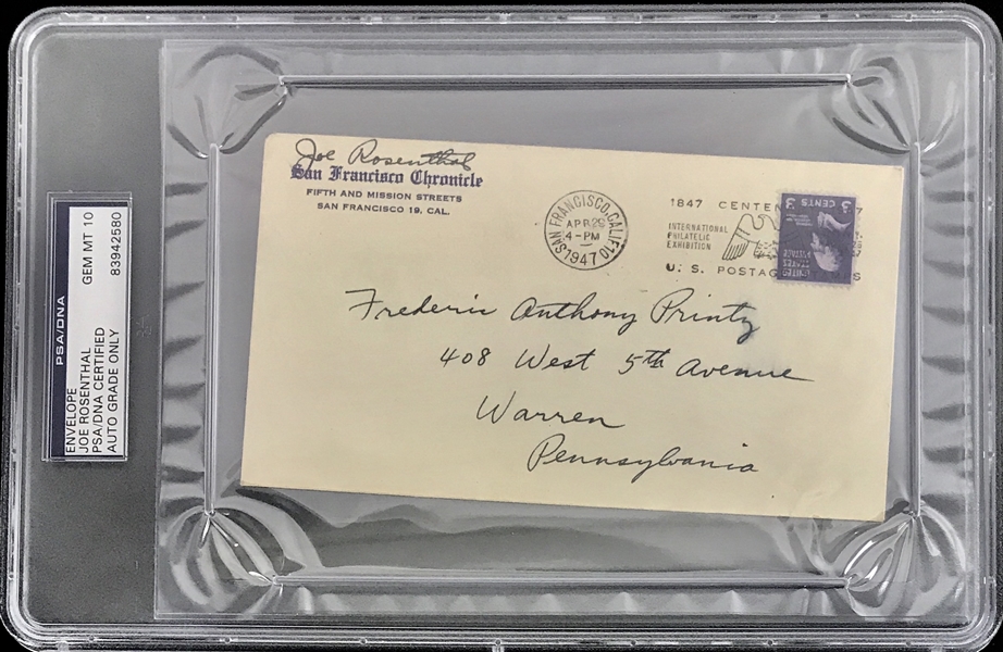 WWII: Joe Rosenthal Signed 1947 First Day Cover PSA/DNA Graded GEM MINT 10!