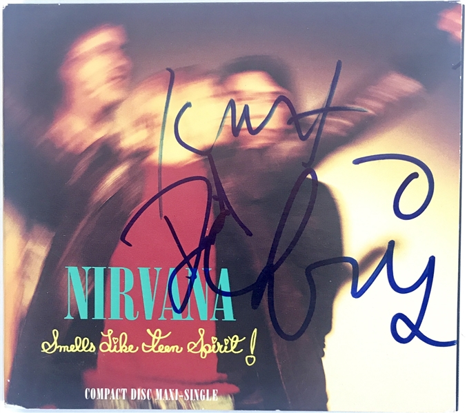 Nirvana ULTRA-RARE Group Signed "Smells Like Teen Spirit" Sub-Pop Compact Disc Cover (Beckett/BAS Guaranteed)