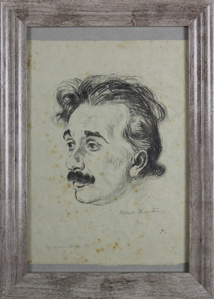 Albert Einstein Rare Signed & Framed Ltd. Ed. Art Print with Rare Full Signature (PSA/DNA)