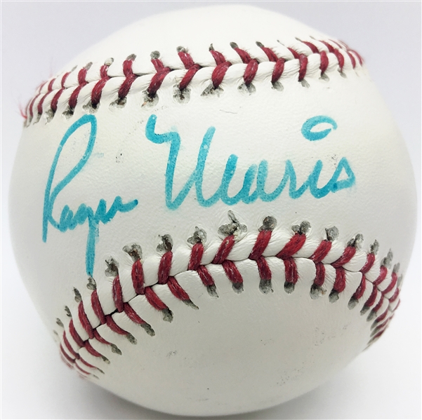 Roger Maris Exceptional Single Signed Haiti Baseball (PSA/DNA)
