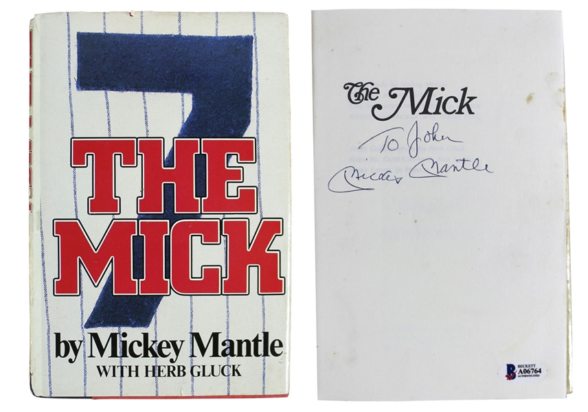 Rare Multi-Signed Hardcover "The Mick" Book w/ Mantle, Martin, Bauer & 4 Others! (BAS/Beckett)