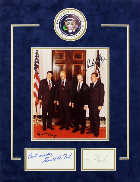 The Four Presidents Signed Photo Display w/ Reagan, Nixon, Ford & Carter (PSA/DNA & BAS/Beckett)