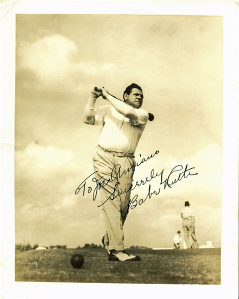 Babe Ruth Signed 8" x 10" Golfing Photo (PSA/DNA)