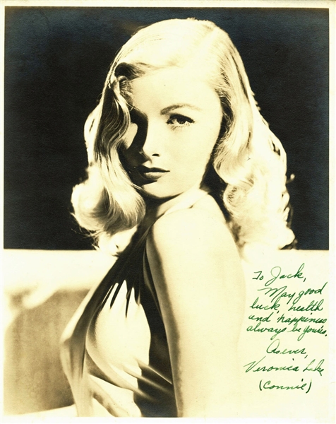 Veronica Lake Signed 8" x 10" Vintage Sepia Photograph with RARE Birth Name Autograph (BAS/Beckett)