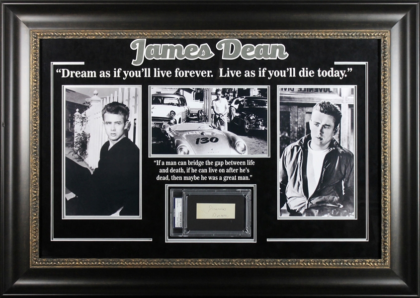James Dean Rare "Jimmie Dean" Childhood Signature in Custom Framed Display (PSA/DNA Encapsulated)