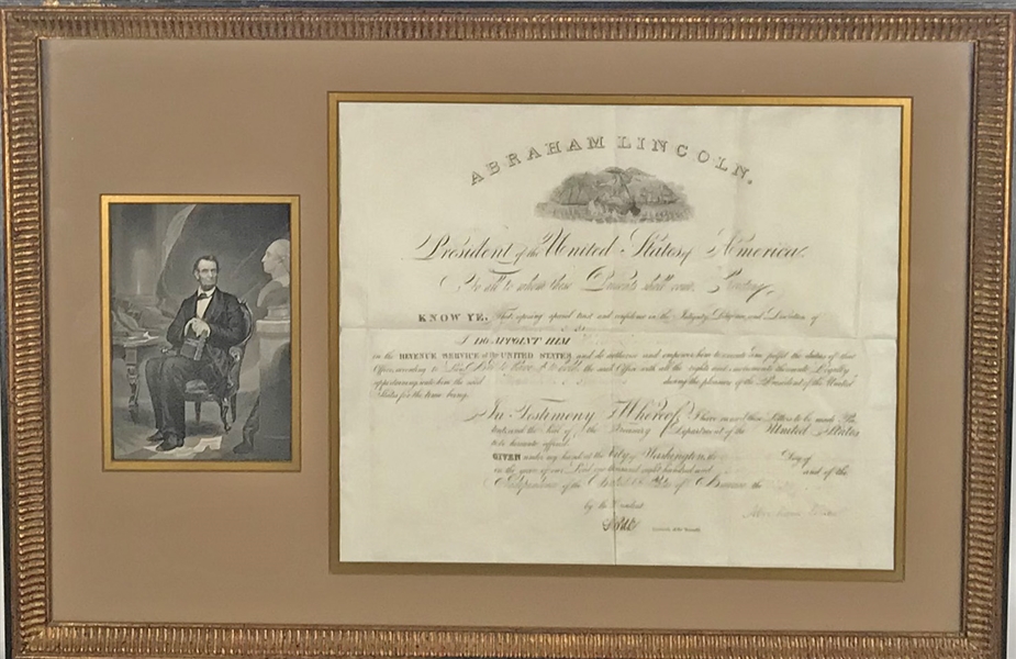 Abraham Lincoln Signed & Framed Lieutenant Military Appointment (Beckett/BAS Guaranteed)