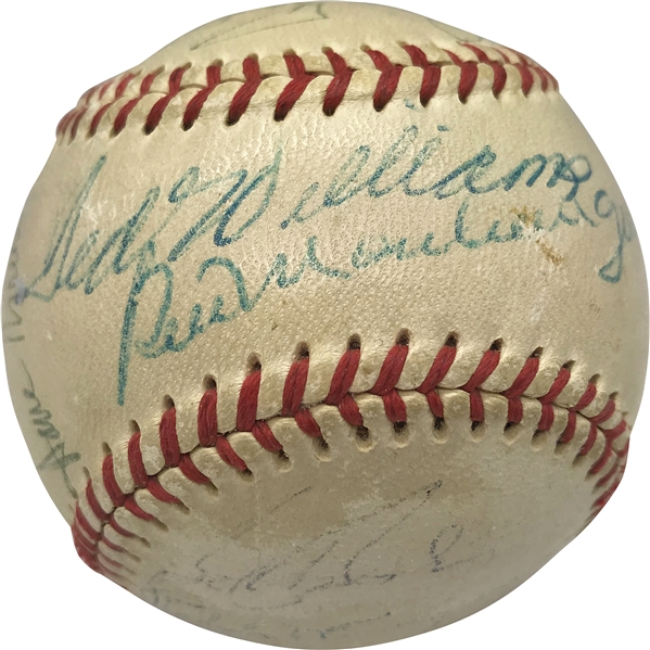 MLB Stars Vintage Signed Baseball w/ Ted Williams, Pesky, Ford & Others (JSA)