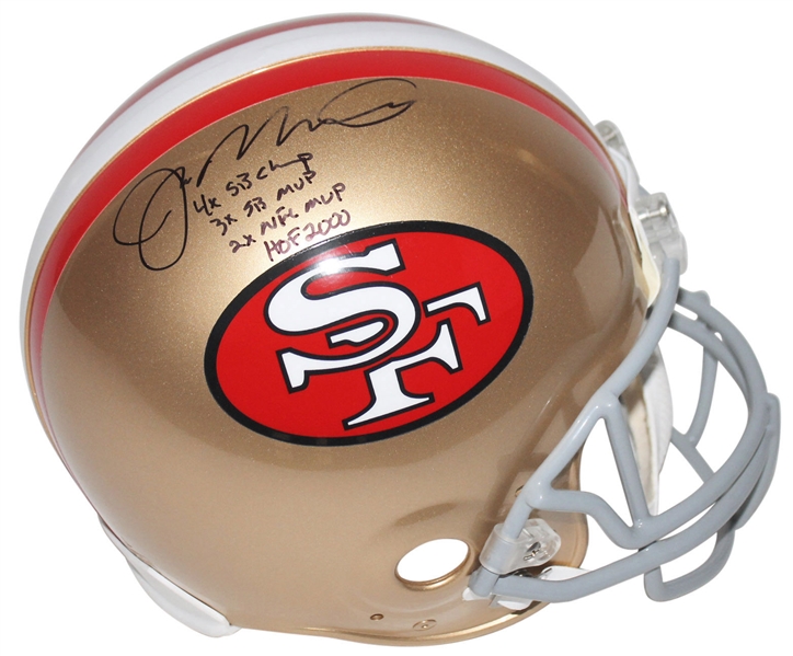 Joe Montana Signed 49ers Authentic Proline Helmet w/ 4 Handwritten Career Stats! (Fanatics)
