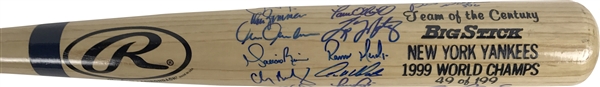1999 NY Yankees Team Signed Limited Edition Baseball Bat w/ Jeter & Rivera! (PSA/DNA)