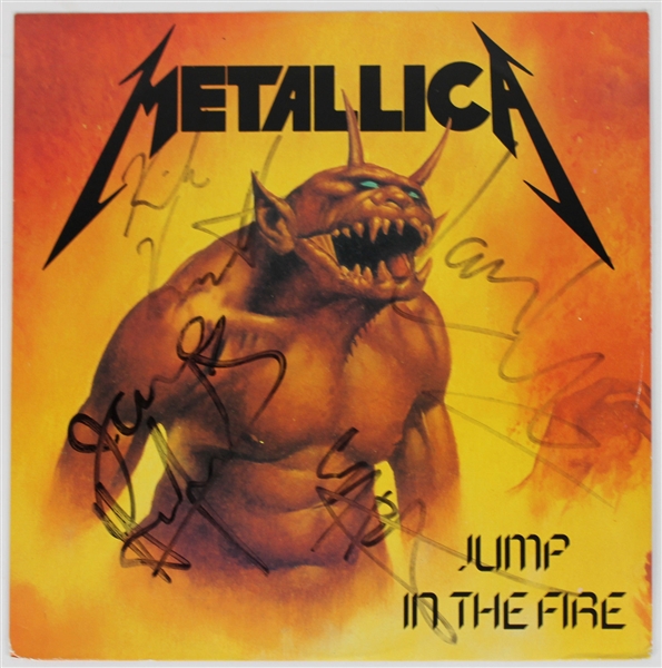Metallica Group Signed "Jump In The Fire" Record Album with Original Lineup Incl. Cliff Burton! (PSA/DNA)