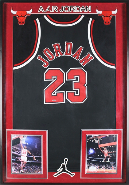 Michael Jordan Signed Nike Chicago Bulls Jersey in Custom Framed Display (Upper Deck)