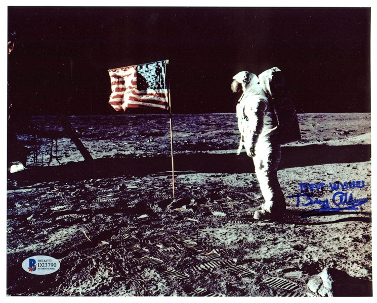 Buzz Aldrin Signed 8" x 10" Moon Photograph (BAS/Beckett)