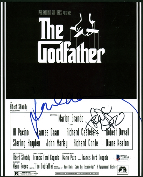James Caan & Talia Shire Signed 8" x 10" Mini "The Godfather" Poster Photograph (Beckett/BAS)