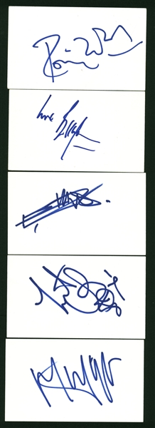 The Rolling Stones Lot of Five (5) Signed 3" x 5" Index Cards w/ Jagger, Richards & Others! (Beckett/BAS Guaranteed)