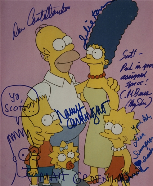 The Simpsons Rare Voices Cast Signed 8" x 10" Photograph w/ Groening Bart Sketch! (Beckett/BAS Guaranteed)
