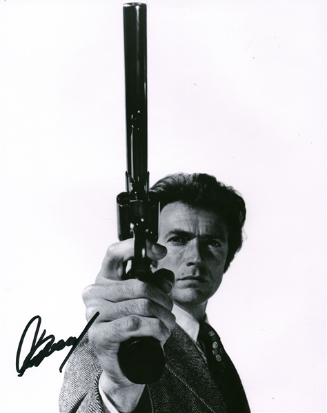 Clint Eastwood Near-Mint Signed 11" x 14" Black & White "Dirty Harry" Photograph (Beckett/BAS Guaranteed)