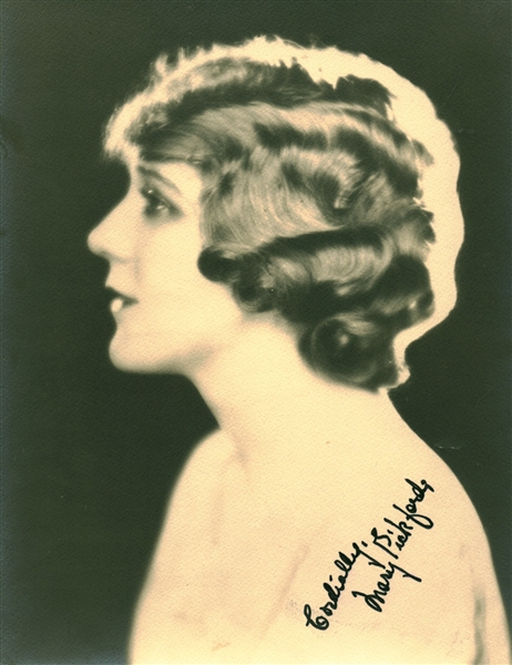 Mary Pickford Lot of Two (2) Signed Items w/ Photo & Postcard (Beckett/BAS Guaranteed)