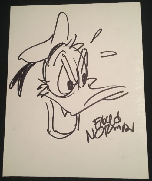 Disney Animator Floyd Norman Hand-Drawn & Signed Donald Duck Sketch (BAS/Beckett Guaranteed)